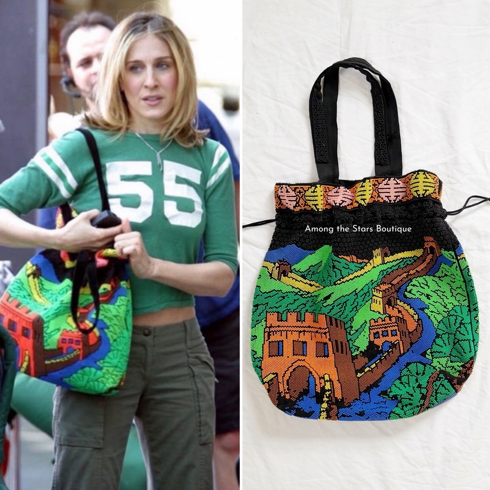 Super Rare 70s Vintage Beaded Tote Bag ASO Carrie Bradshaw in Sex and the City